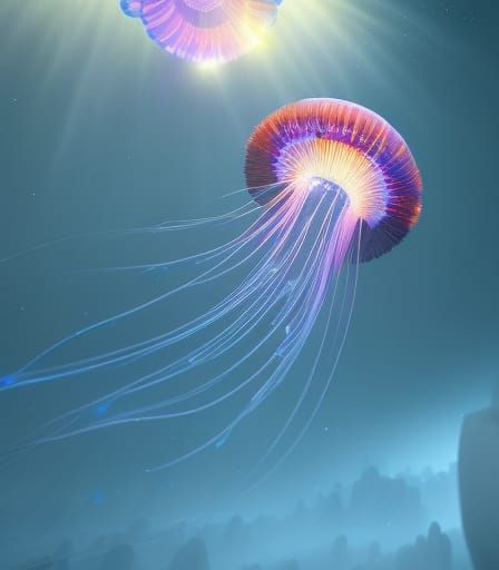 Cosmic Jellyfish: Glowing Fantasy Concept Art