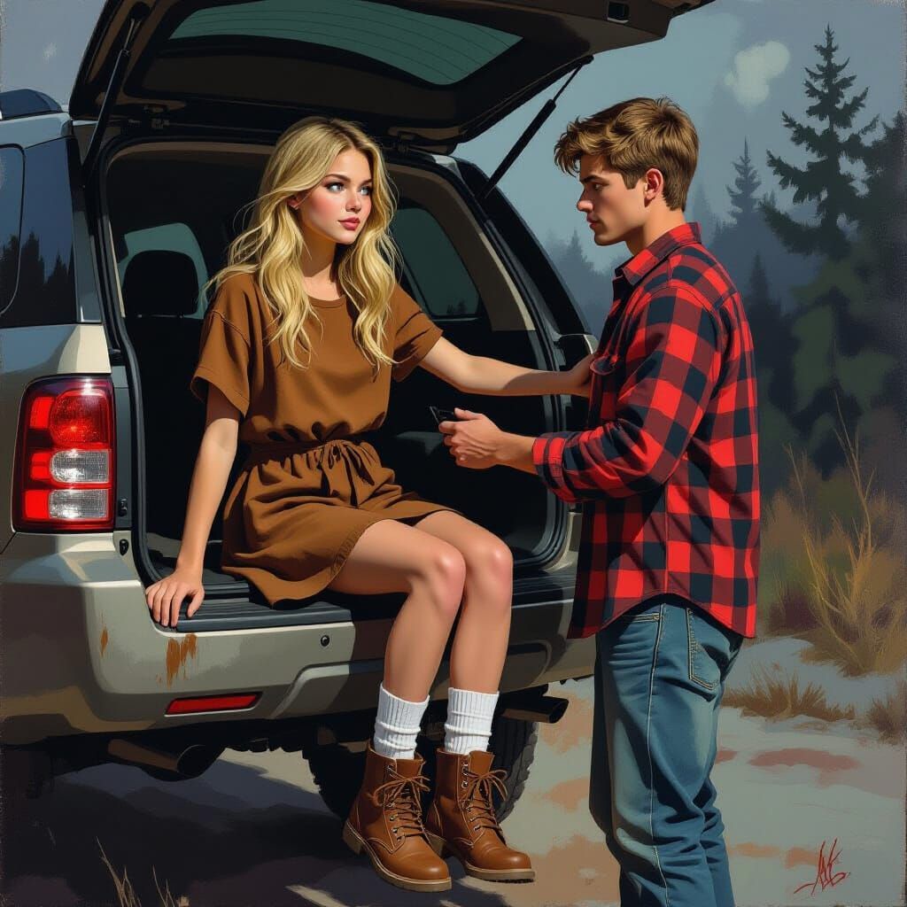 Dramatic Rescue Scene in Digital Painting Style