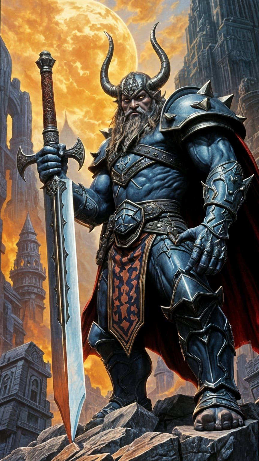 Armored Warrior in Heroic Fantasy Art Style