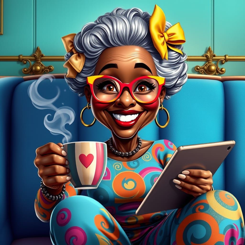 Radiant African American Grandmother in Retro-Inspired Booth