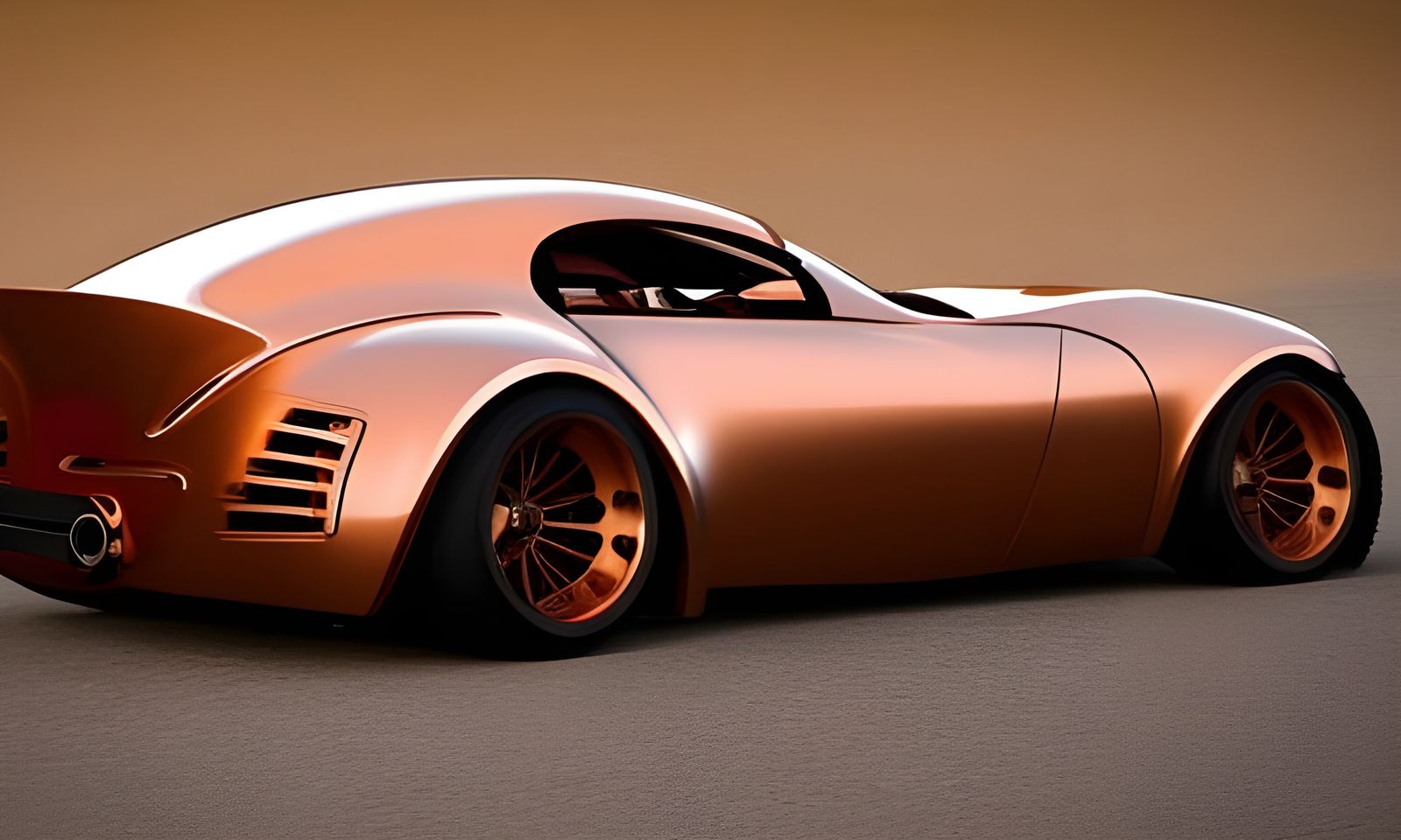 Steampunk Sports Car with Copper Finish and Chrome Accents