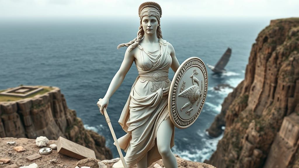 Elegant Female Warrior in Ancient Greek Style