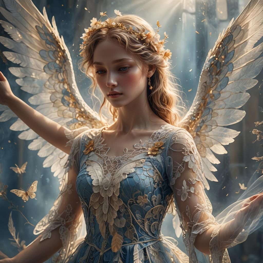 Lace Angel Wings in Ethereal Fantasy Art