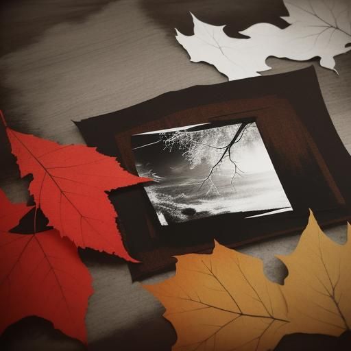 Abstract Photogram of Twigs and Leaves in Monochromatic Tone...