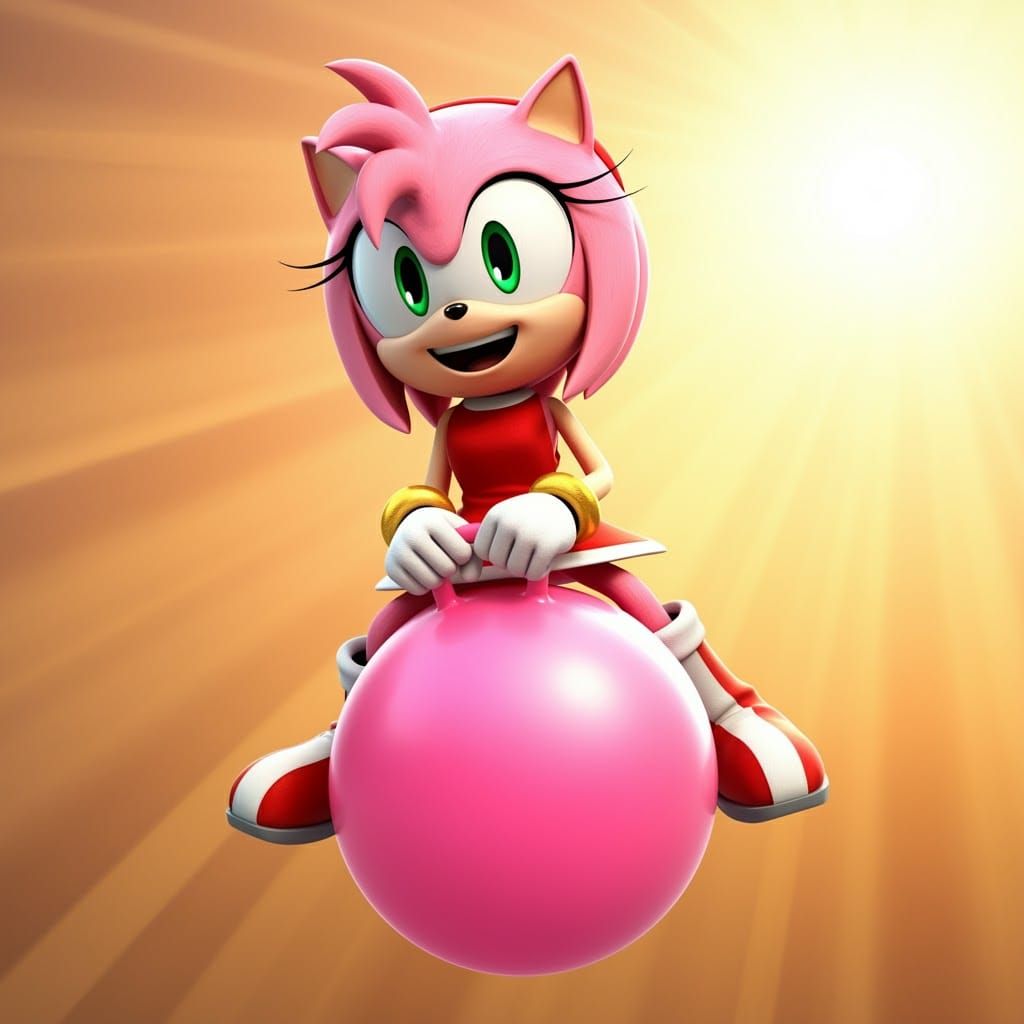 Cheerful Amy Rose in Whimsical Hopper Ball Scene