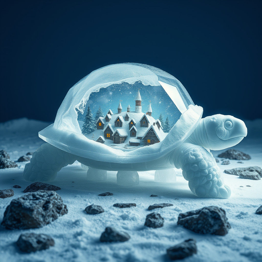 Icy Tortoise with Snow Globe Shell