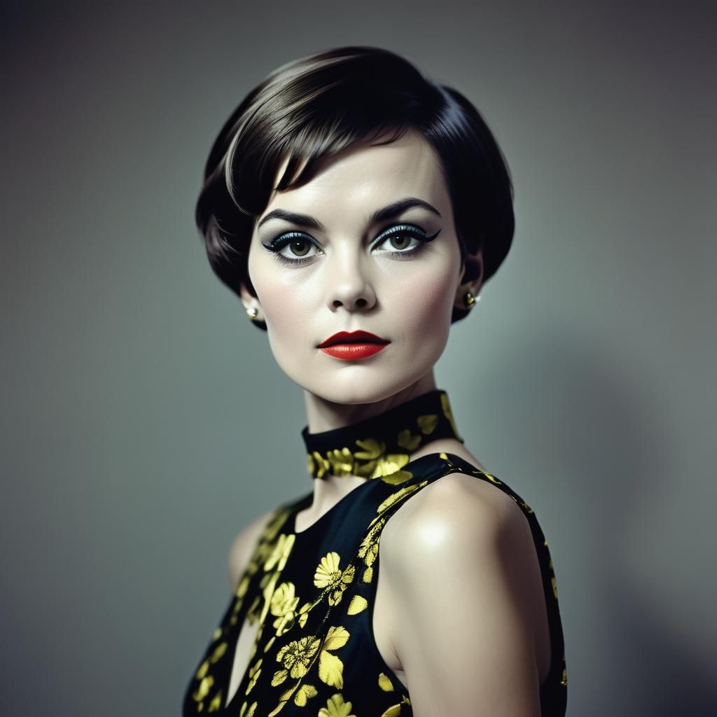 Elegant 1960s Woman Portrait with Bold Eyeliner