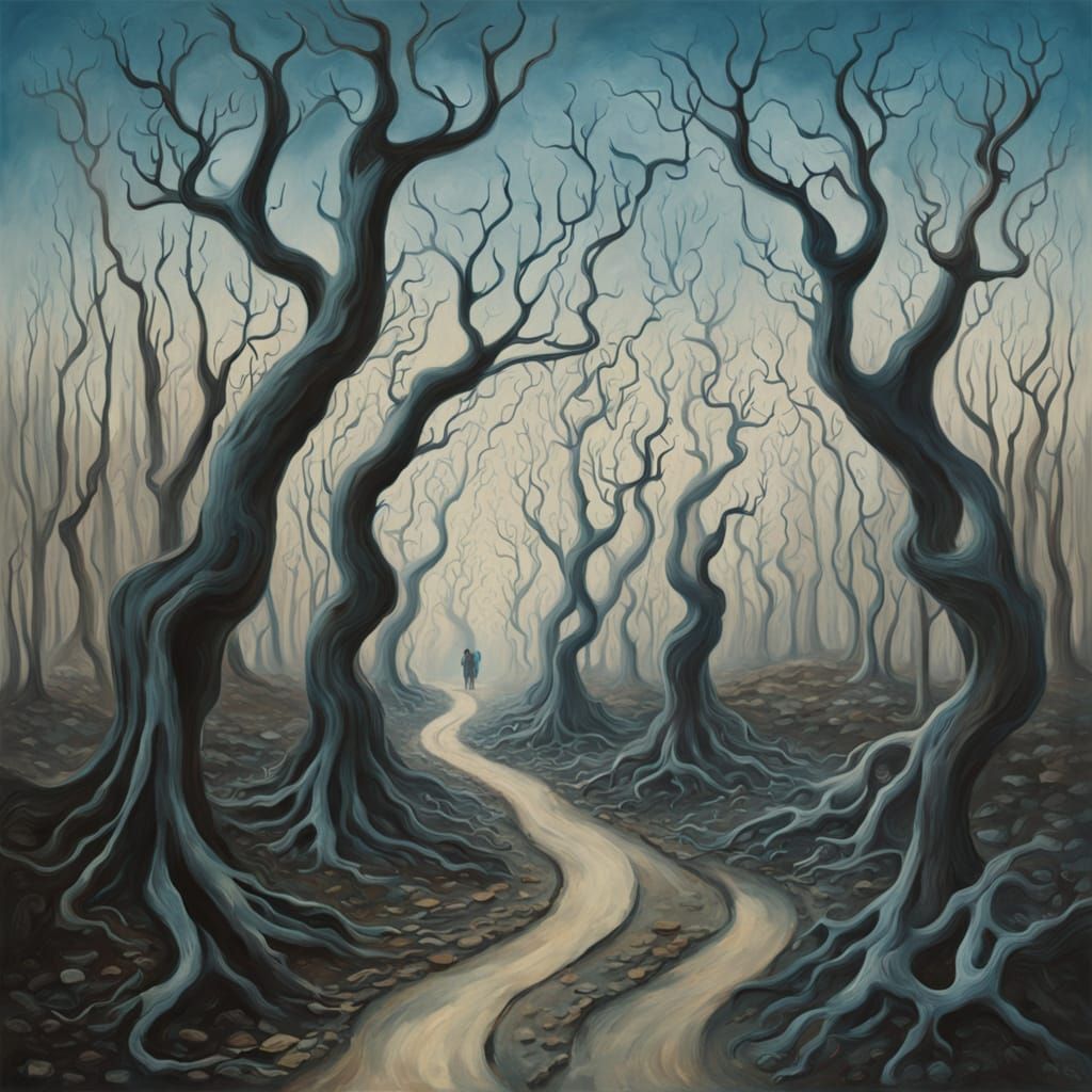 Surreal Melting Woods Along a Meandering Trail