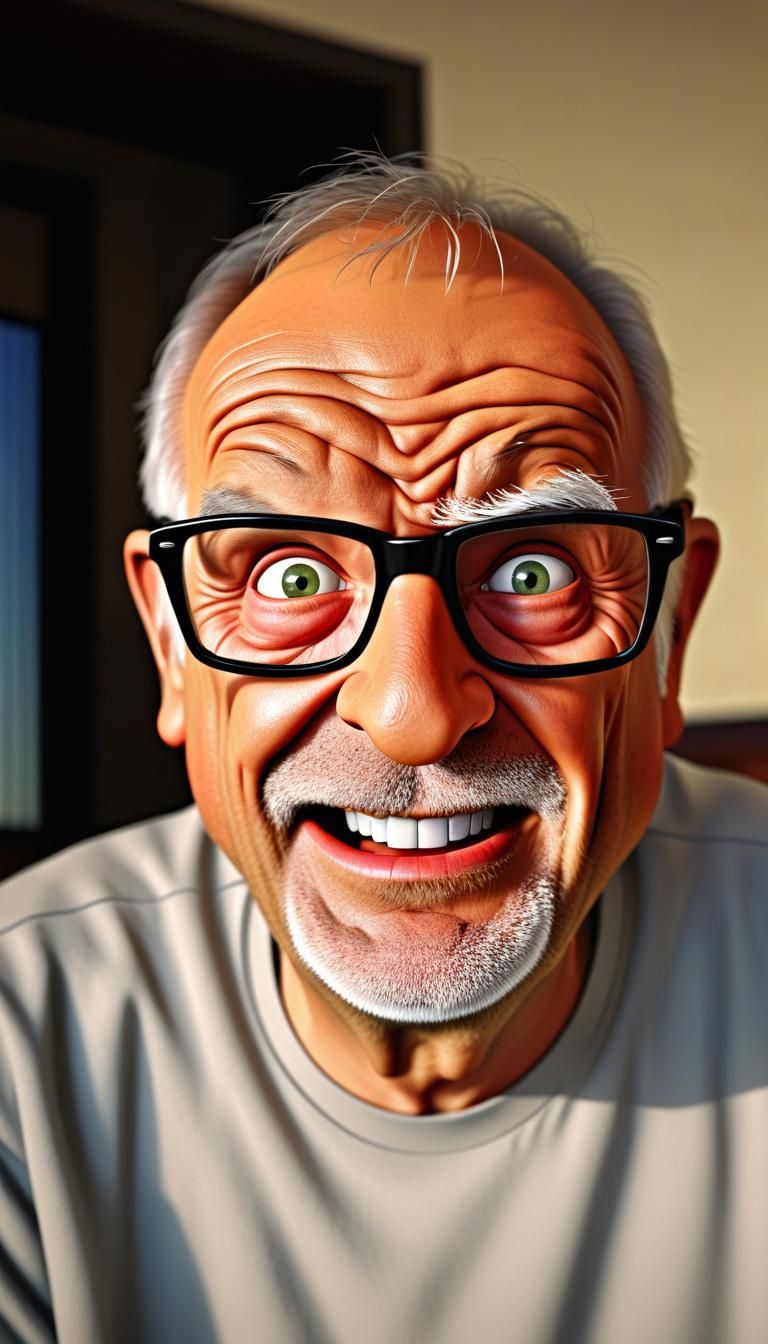 Funny Face in Comic Style Cartoon