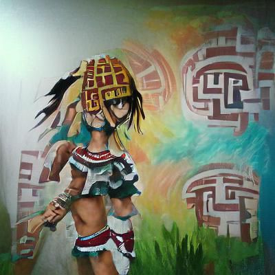 Aztec Anime Manga Girl Painting