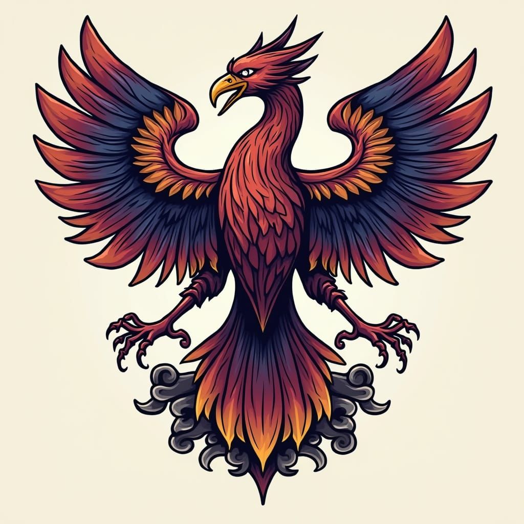 Modern Family Crest with Stylized Phoenix