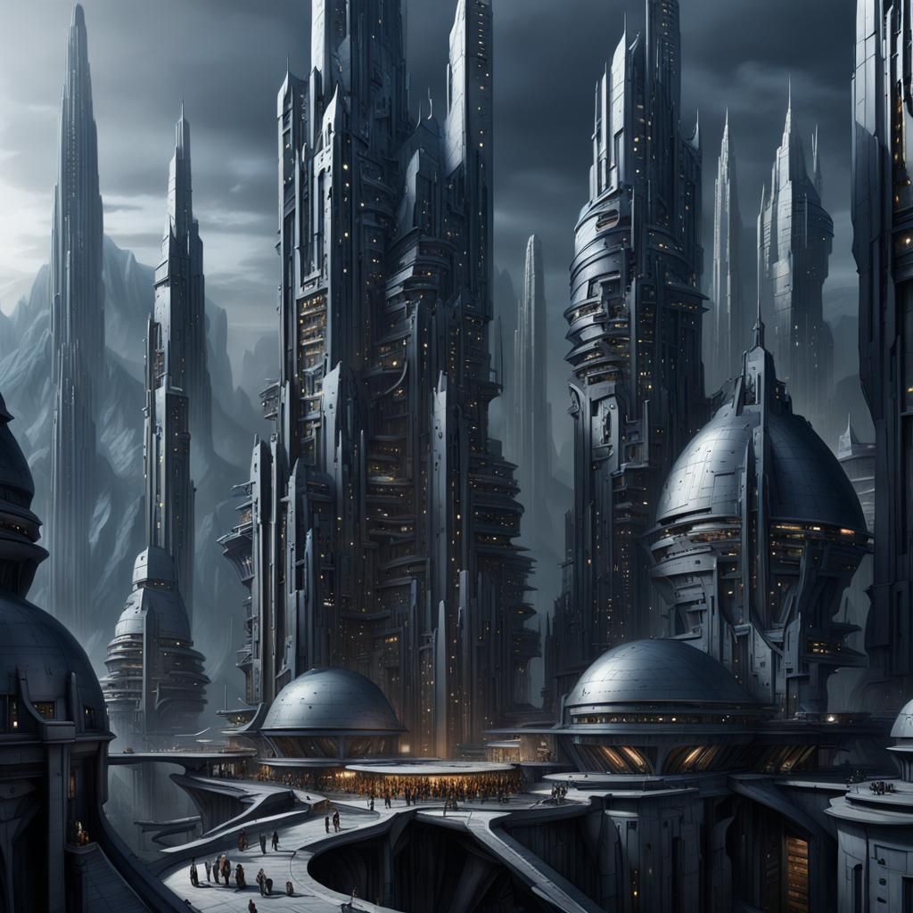 Futuristic Minas Tirith: High-Tech City Concept Art