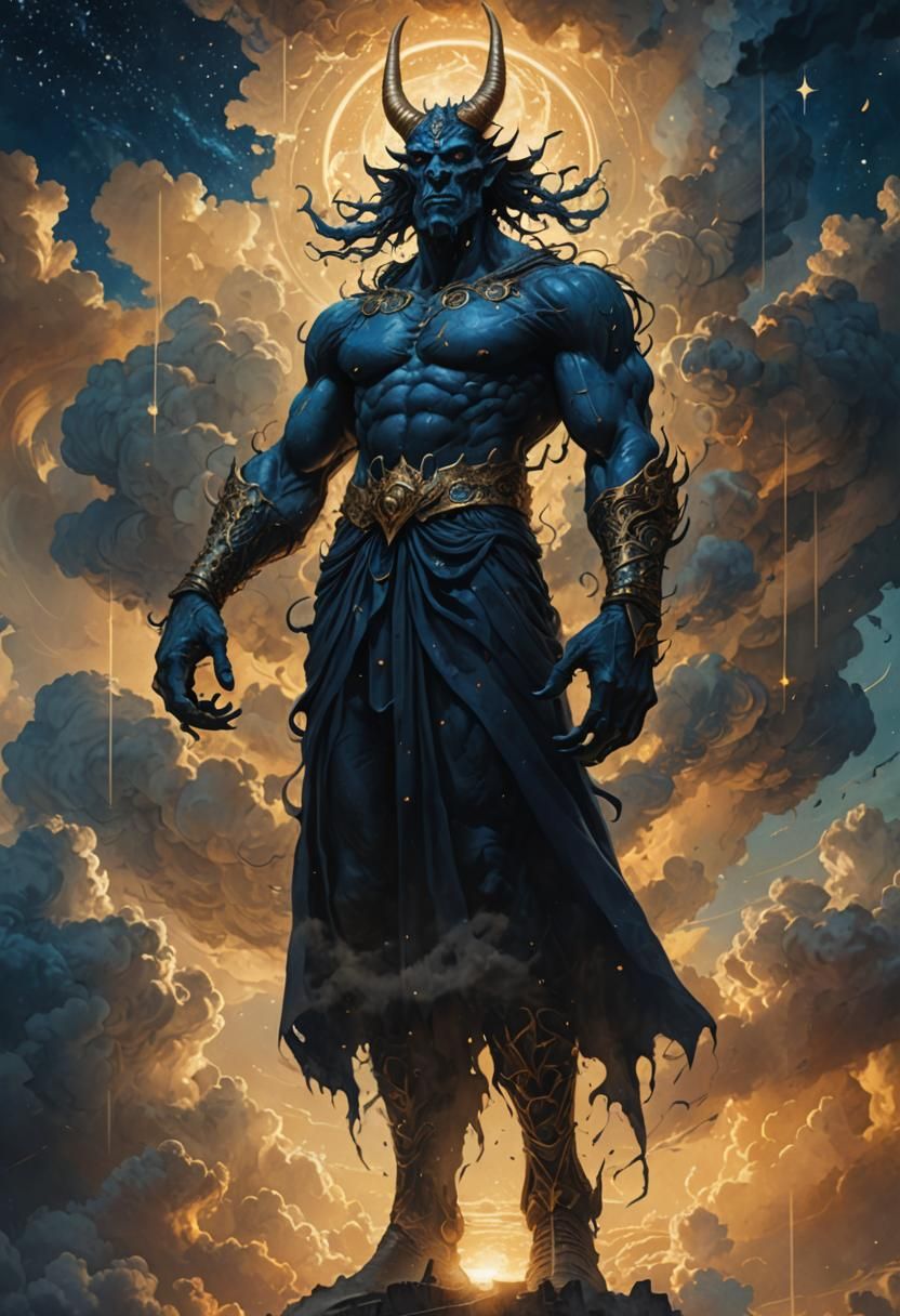 Midnight Giant in Dramatic Dark Fantasy Illustration