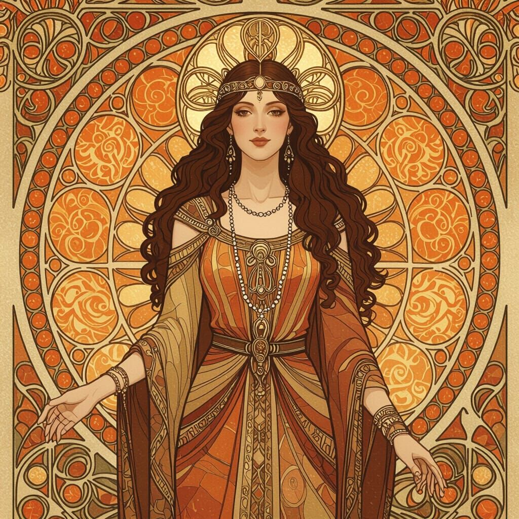 Celestial Woman: An Art Nouveau Digital Portrait