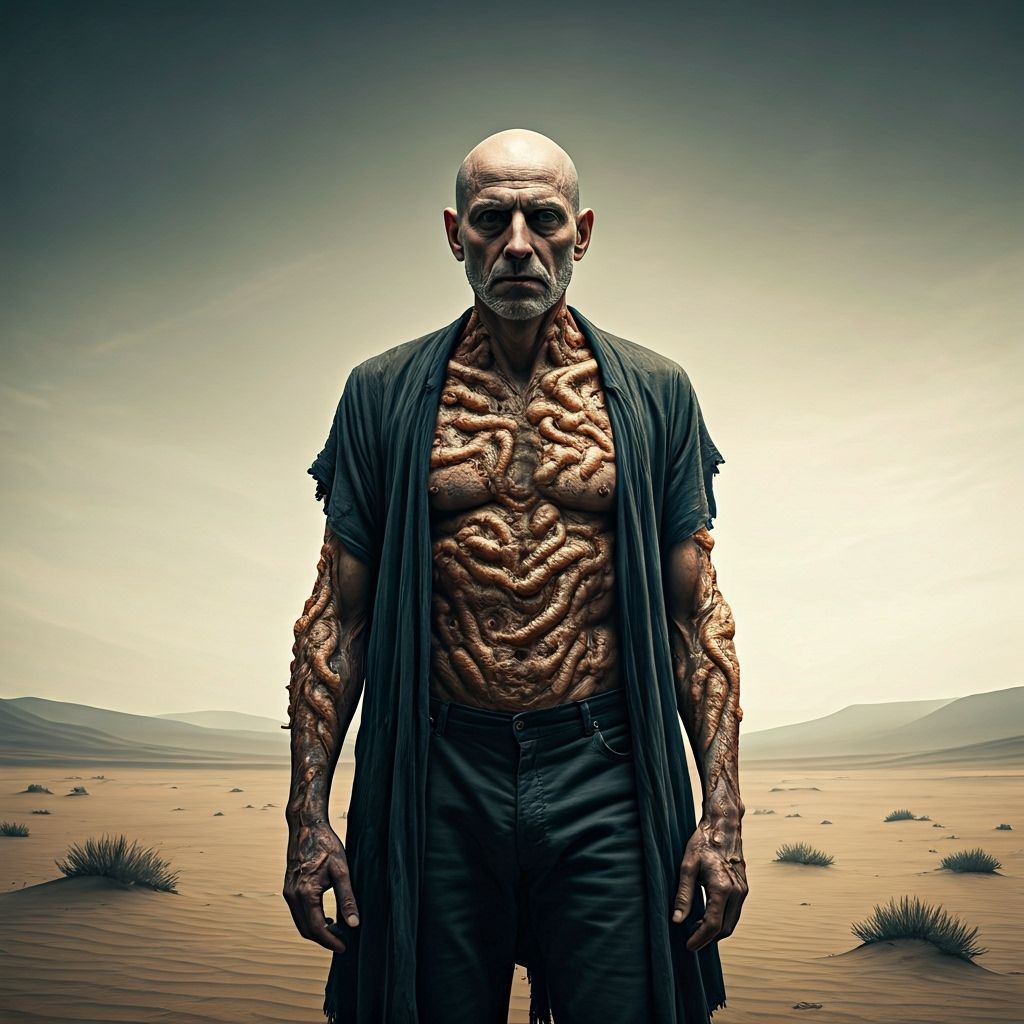 Desert Wanderer with Worm Skin, Inspired by Beksiński
