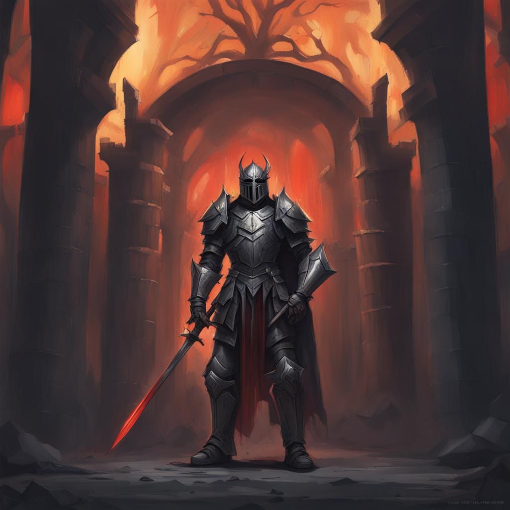 Evil Knight in Black Plate Armor