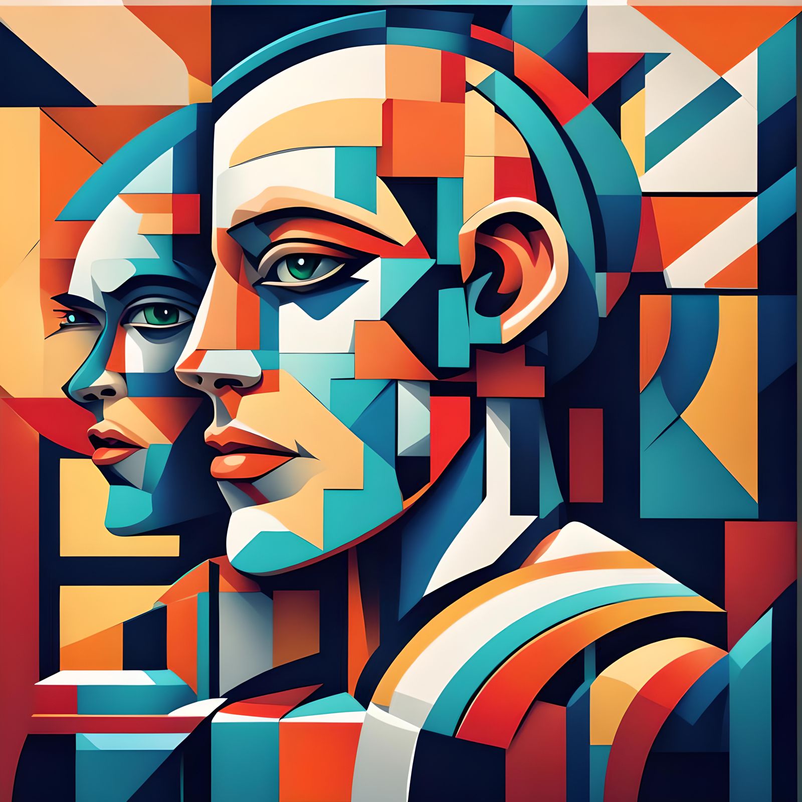 AI as Cubist Art Deco Geometric Painting
