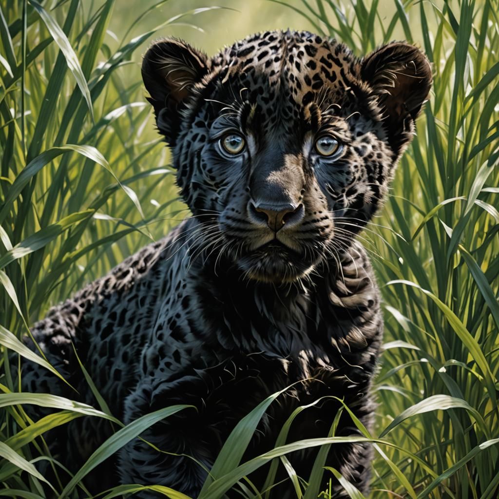 Newborn Jaguar with Robotic Eyes