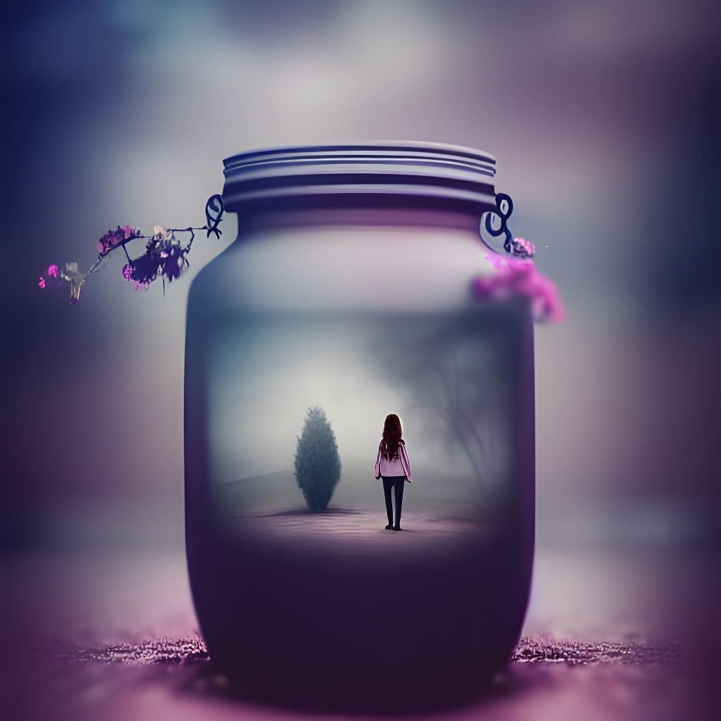 Sad Girl Encapsulated: Cinematic Digital Portrait