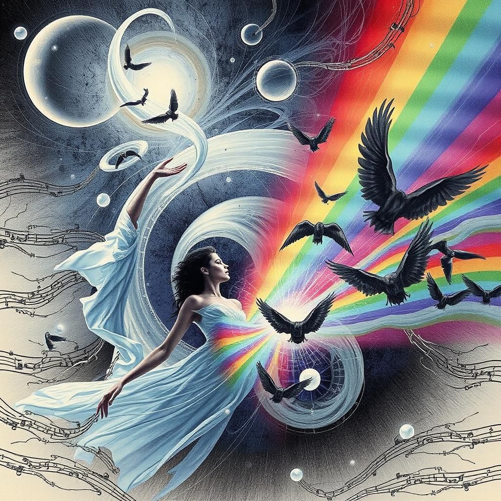 Ethereal Woman in Pastel Vortex: A Digital Dreamscape