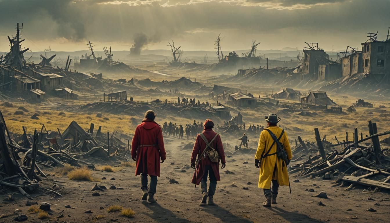 Pied Piper in Post-Apocalyptic Landscape, Cinematic Still