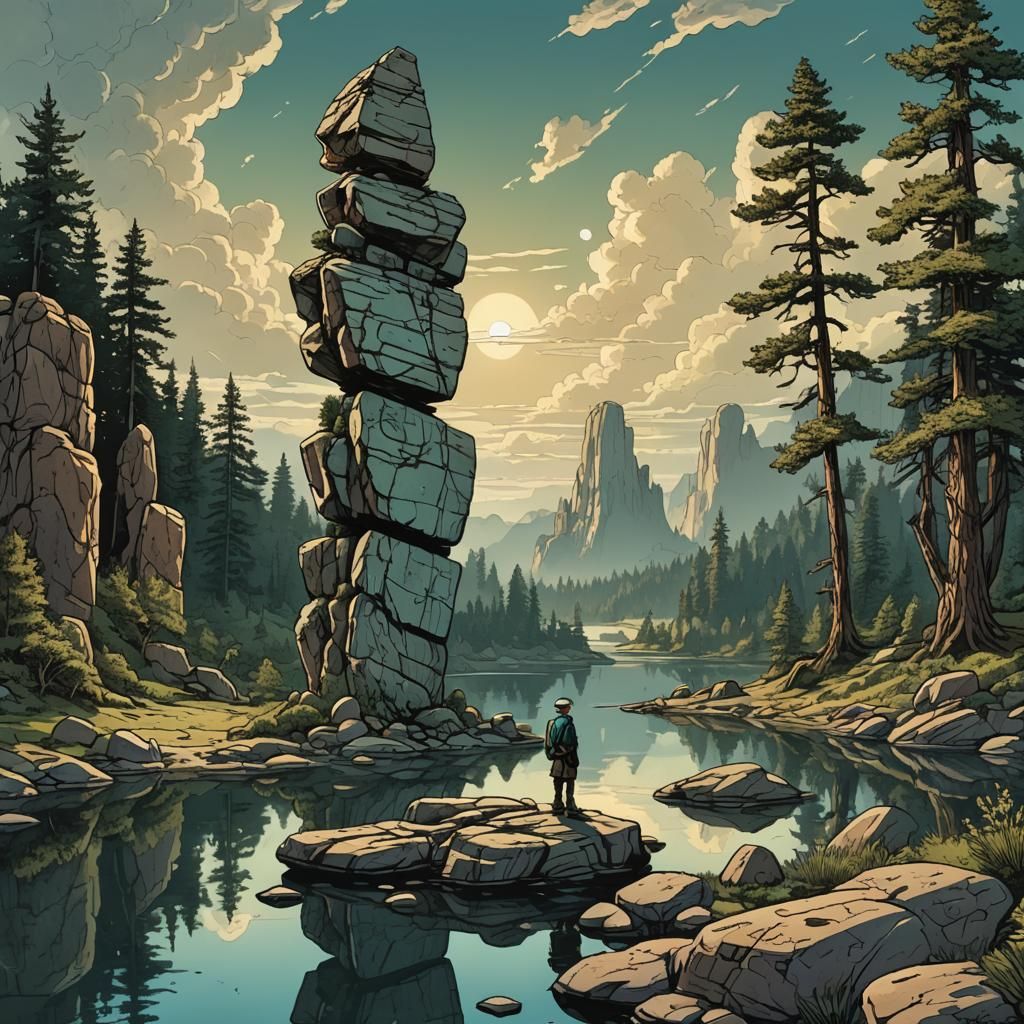 Contemplative Sage in Forest Clearing at Dusk