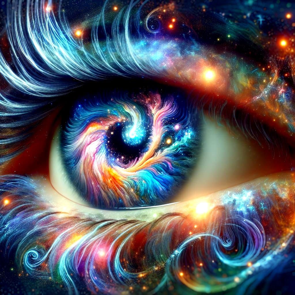 Ethereal Celestial Eye in Vibrant Starry Colors