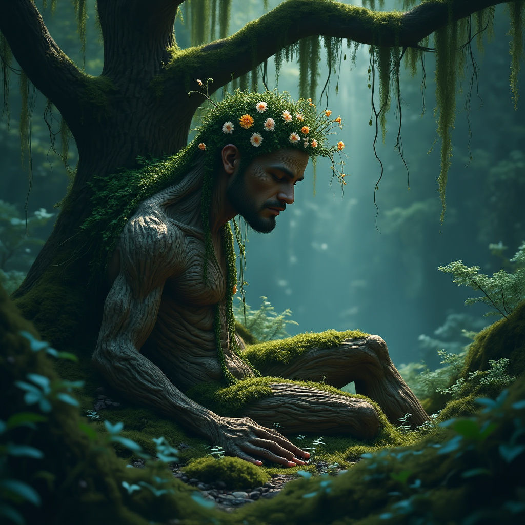 Ancient Tree Spirit Awakens in Mystical Forest
