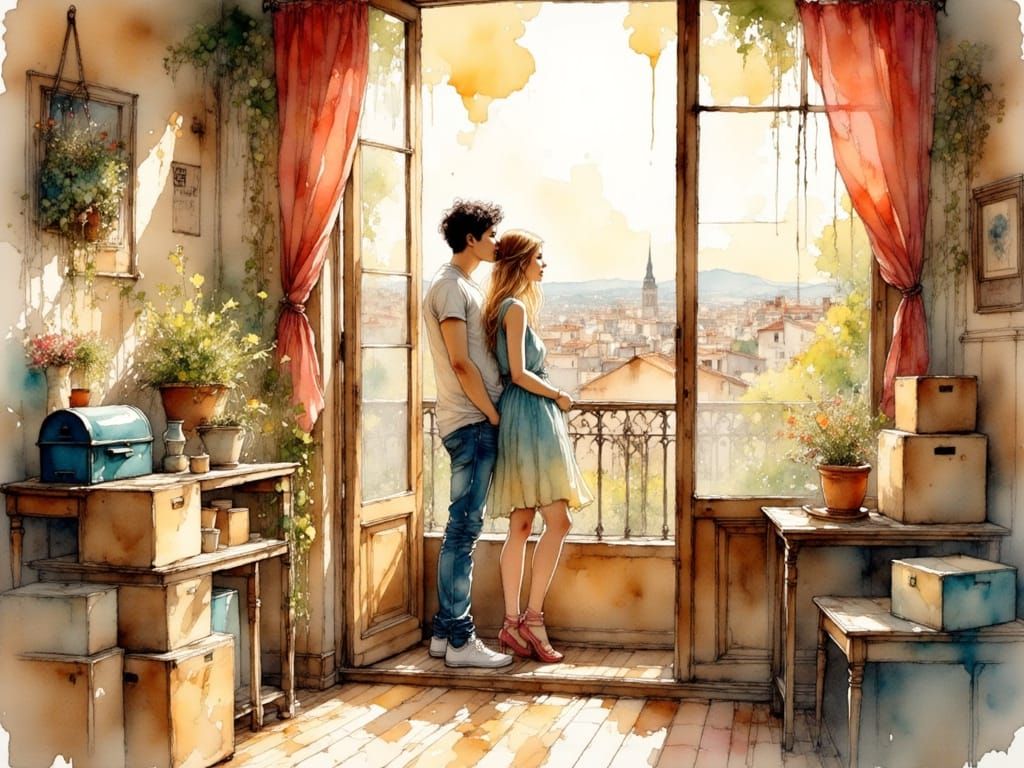 Romantic Morning in Barcelona Apartment