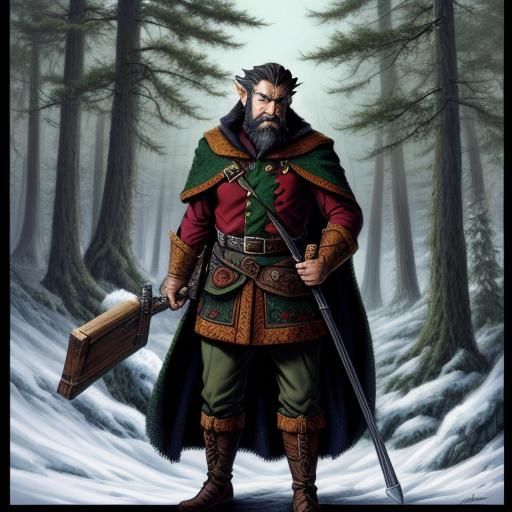 Fantasy Elf in Winter Forest, Comic Book Art