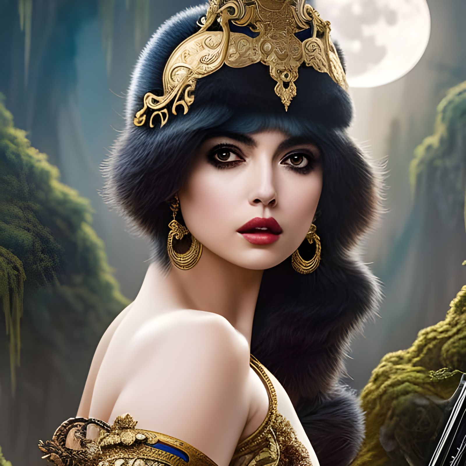 Ana de Armas as Panda in Rococo Style