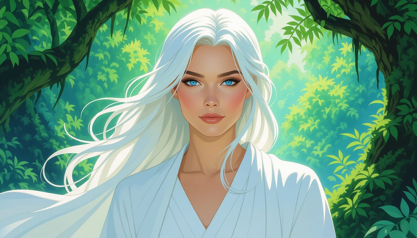 Ethereal Woman in Forest, Digital Painting