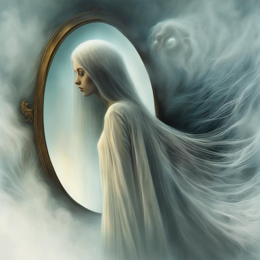Eerie Ghostly Reflection in Dark Digital Painting
