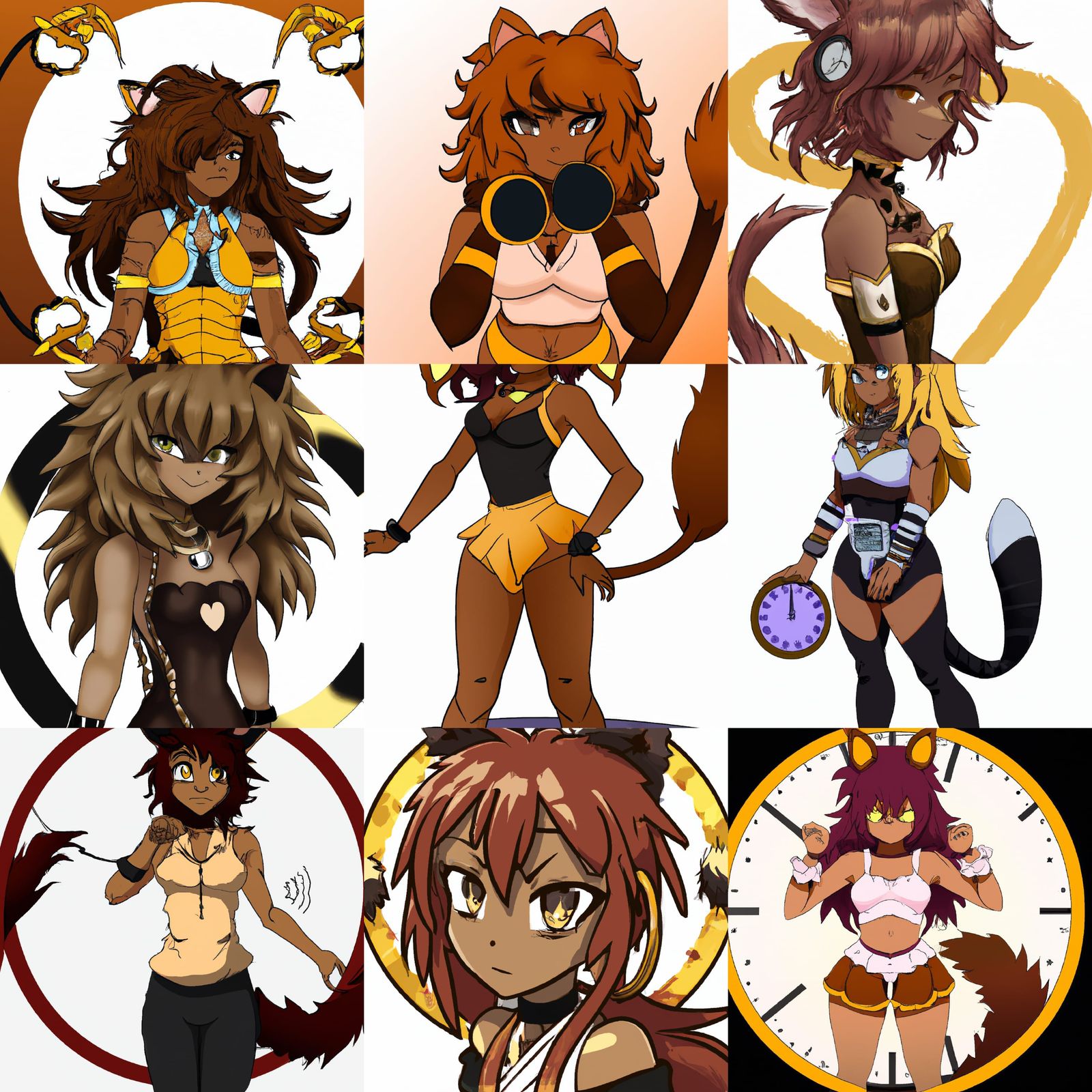 Anime Girl with Lion Features in Manga Style