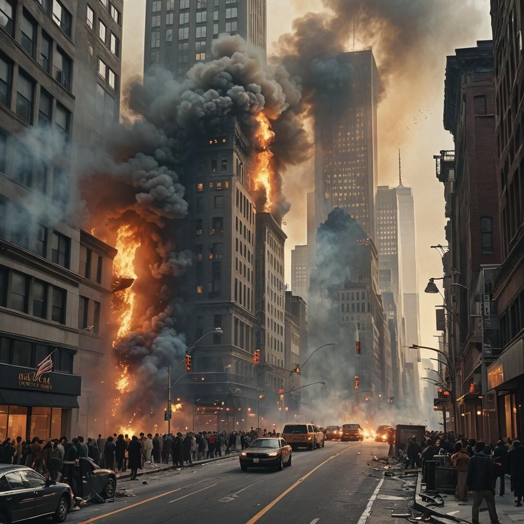 Manhattan Streets Aftermath: Digital Art in Muted Tones