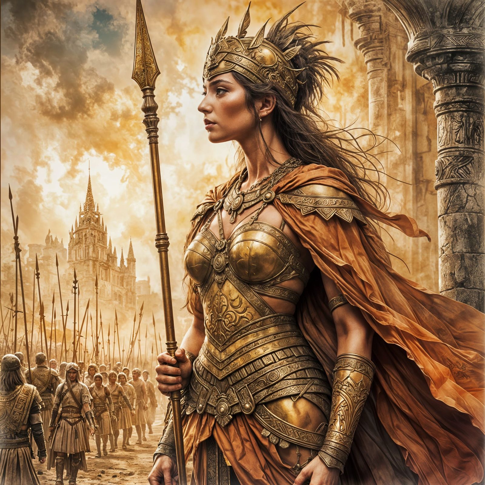 Warrior Queen Daughter of Athena with Olive Skin