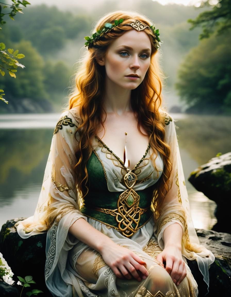 Clíodhna: Irish Goddess of Beauty in Watercolor Style