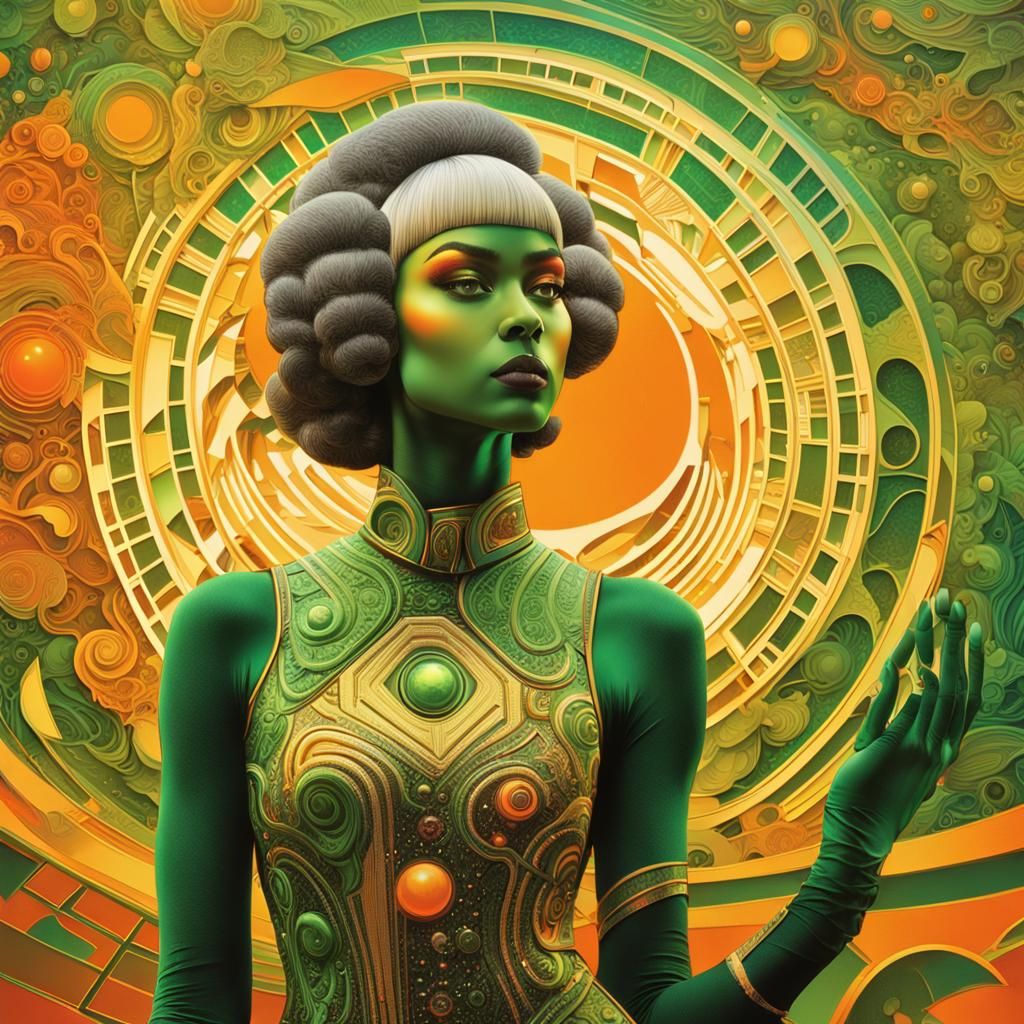 Cosmic Showgirl in Avant-Garde Surrealism