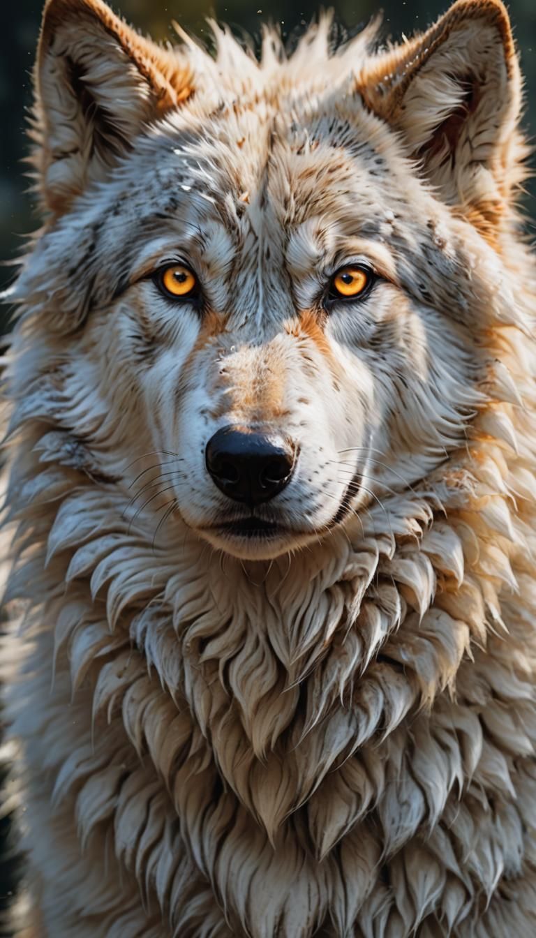 Attentive Wolf Dog Barking: Disney-Inspired Digital Portrait