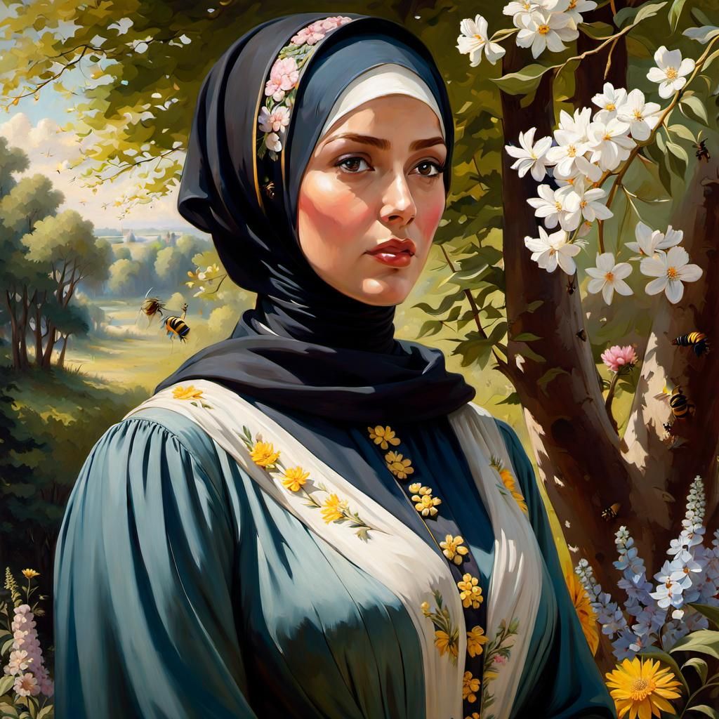 Danish Girl in Forest, Oil Painting Portrait