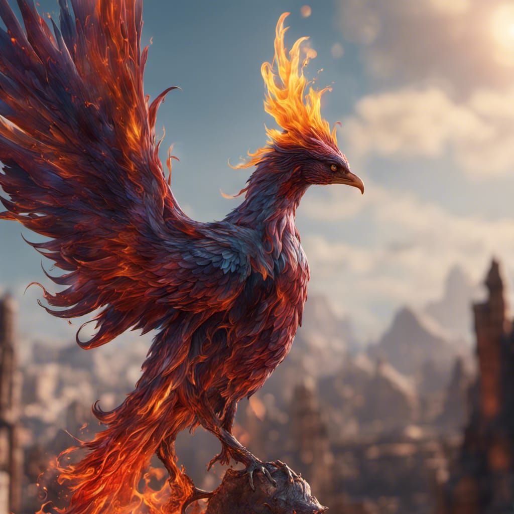 Glass Blown Phoenix: Detailed Matte Painting