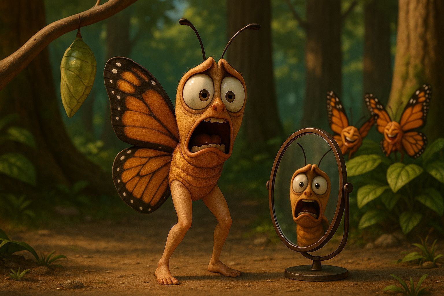 Butterfly with Human Legs in Pixar Style