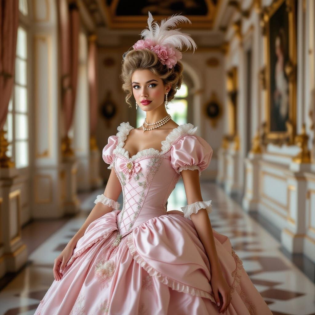 Rococo Fashion: Young Woman in Pastel Dress