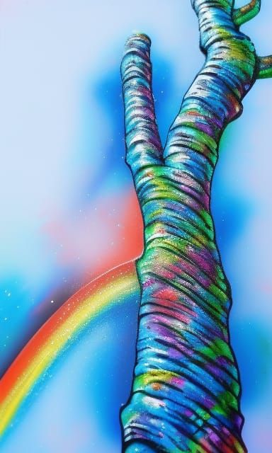 Rainbow Tree in Graffiti Street Art Style