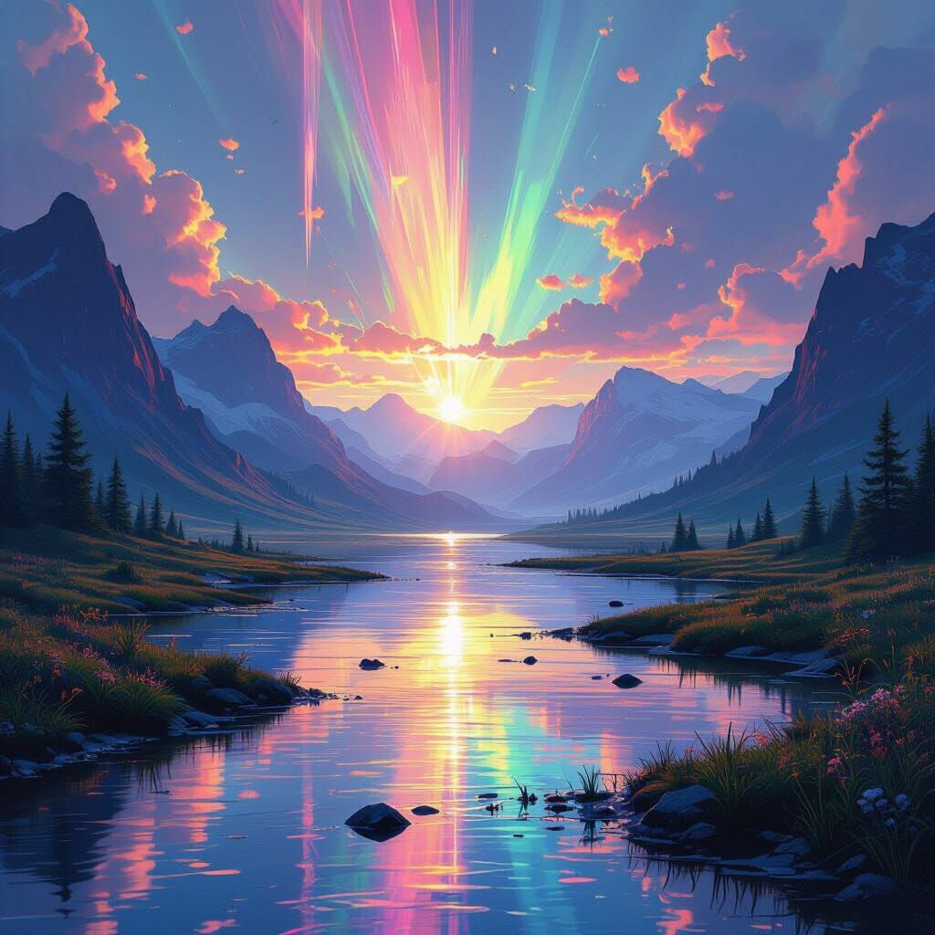Dreamlike Landscape in Prismatic Refracted Light