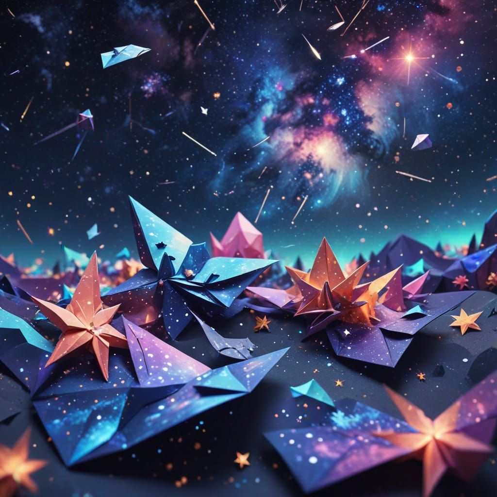 Origami Constellations in Dreamy Night Sky