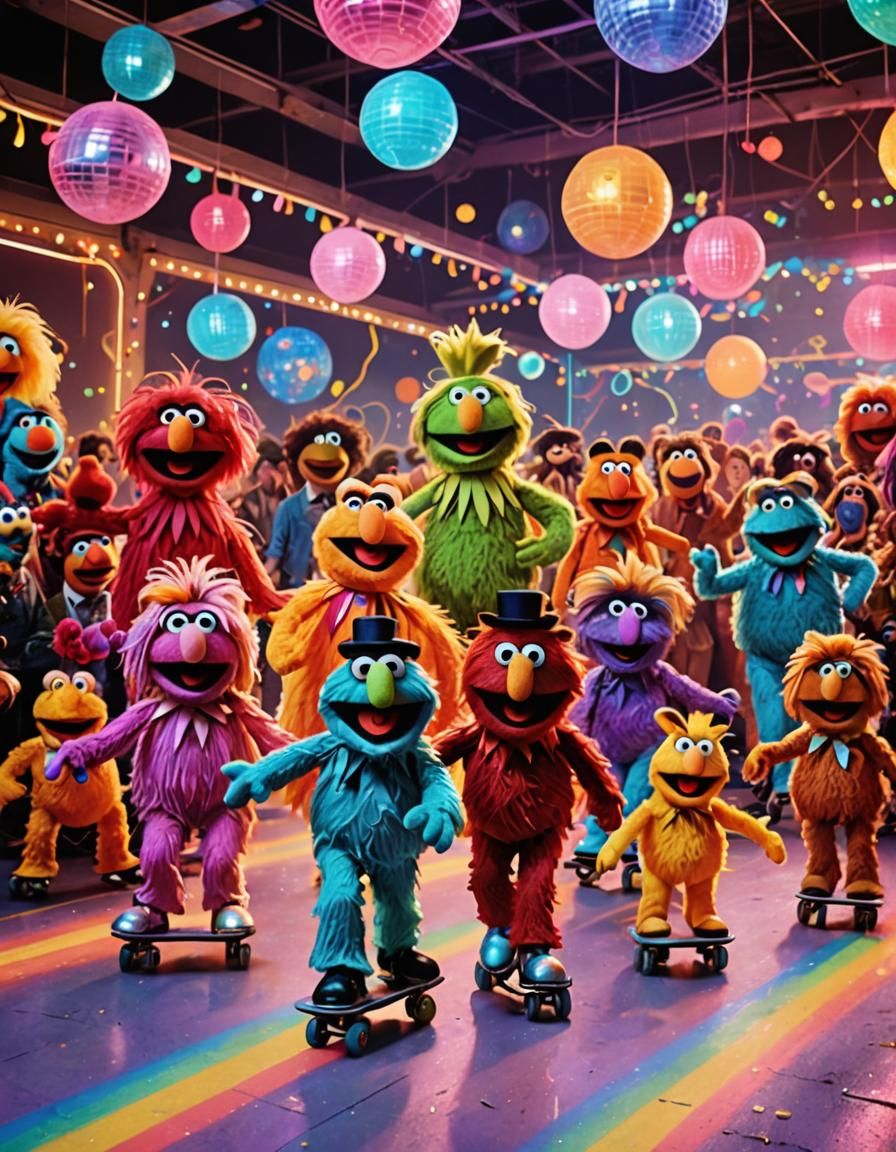 Muppets on a Retro Roller Skating Rink