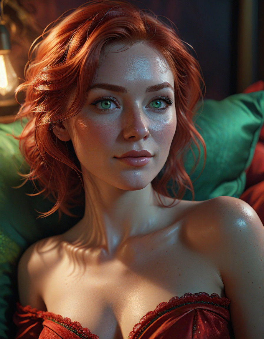 Ethereal Ginger Siren Basks in Moonlit Radiance