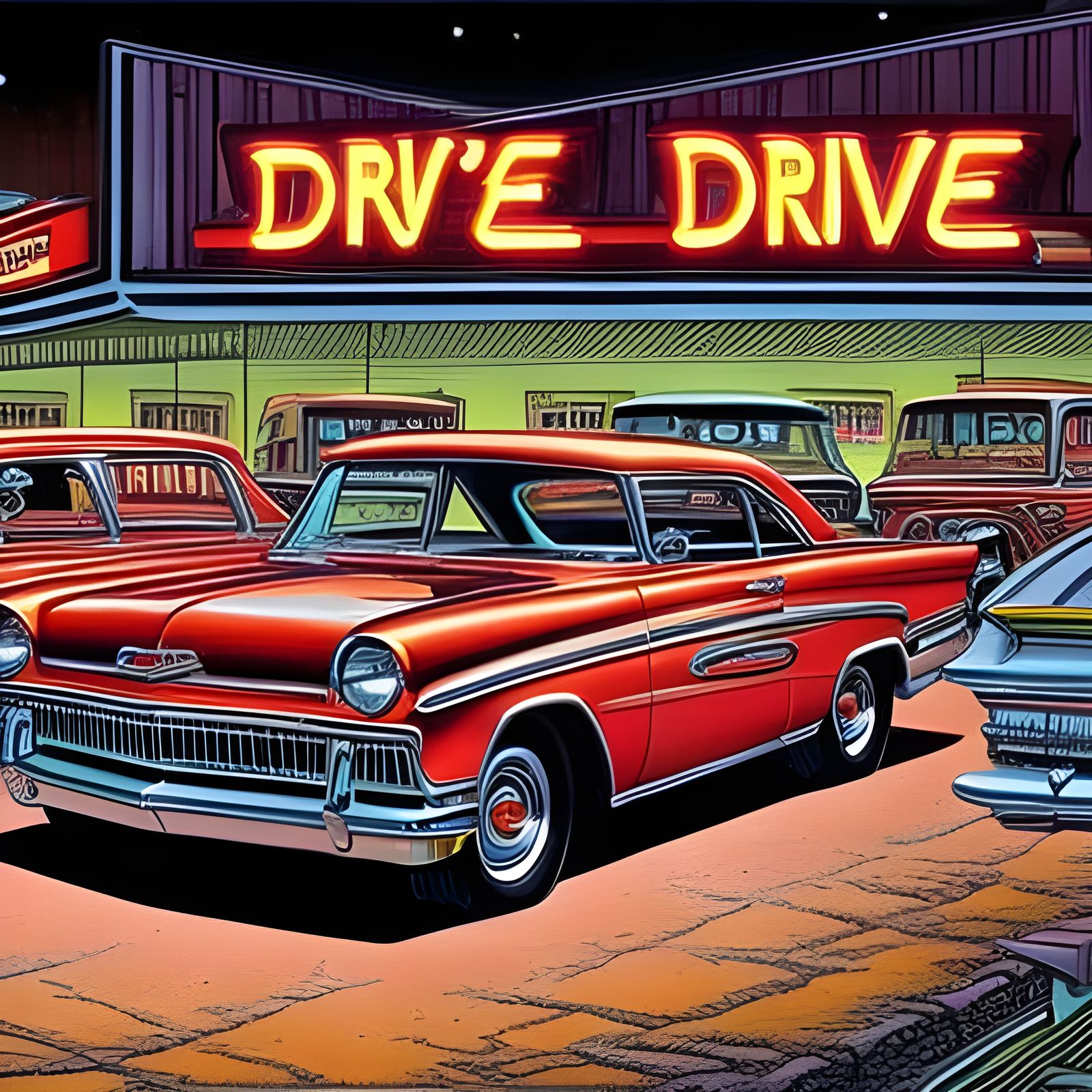 Mel's Drive-In in Psychedelic Comic Book Art