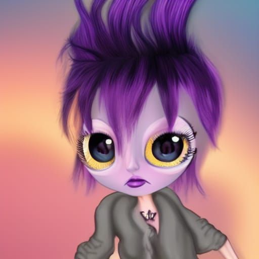Punk Style Portrait with Purple Hair